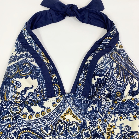 Anne Cole Paisley Halter One Piece Swimsuit Sz 8 - Picture 2 of 7